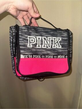 Victoria's Secret Pink Makeup Travel Case Hanging Shower Caddy Marl Gray Pink